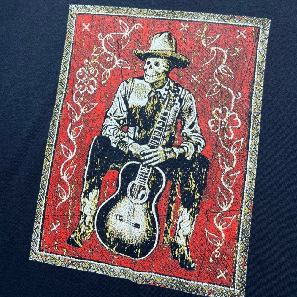 John Langford Skeleton Cowboy Guitarist Graphic‎ T Shirt Black Mens Western L